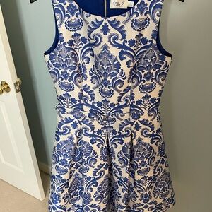 Eliza J blue floral brocade dress size 8